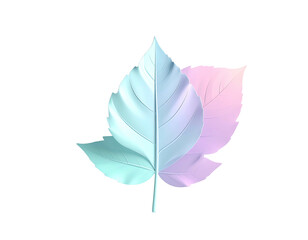 Two layered leaves, pastel shades, crisp outlines, black background