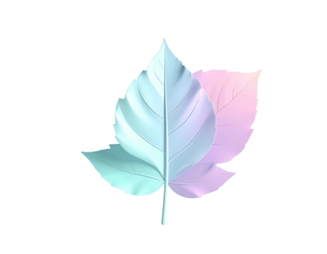 Two layered leaves, pastel shades, crisp outlines, black background