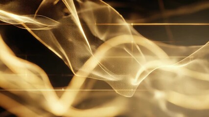 Golden digital wave forming abstract technology data network - Powered by Adobe