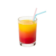 Fototapeta premium Layered Orange and Red Drink with Straws isolated on a transparent background