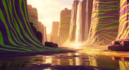 Chromatic Zebra-Cliffs with Amber Waterfalls