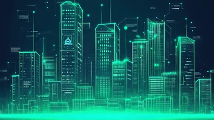 Smart city illuminating network connectivity and digital data flow - Powered by Adobe