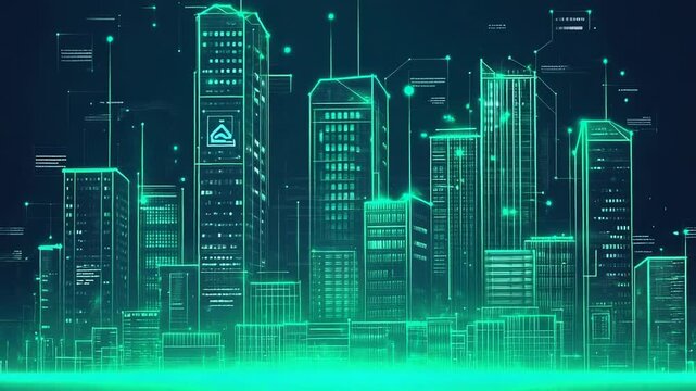Smart city illuminating network connectivity and digital data flow - Powered by Adobe