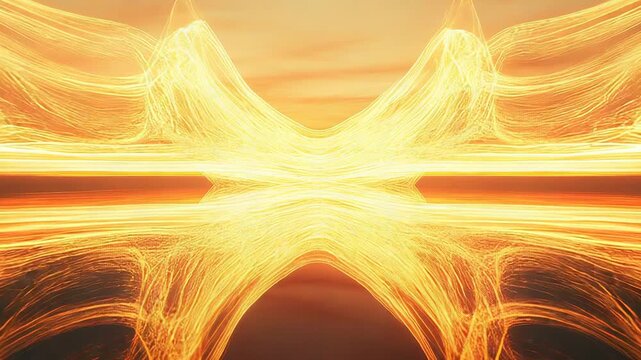 Abstract glowing lines creating symmetrical fiery energy pattern