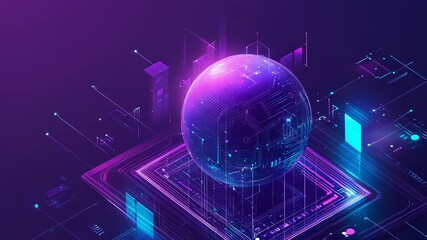 Digital sphere processing data in a futuristic network - Powered by Adobe