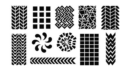 Black geometric patterns vector design elements abstract shapes art vector