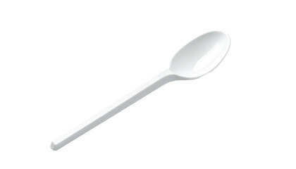 White spoon on a black background, diagonal view