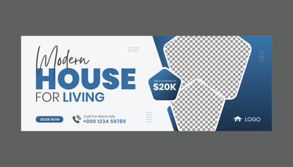 Modern home for living real estate facebook cover banner template