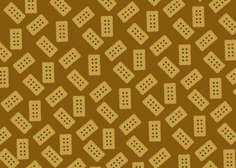 Seamless pattern of rectangular butter biscuits with dotted details on a brown background. Simple and warm bakery-themed design perfect for packaging, wallpaper, wrapping paper, or kitchen textiles.