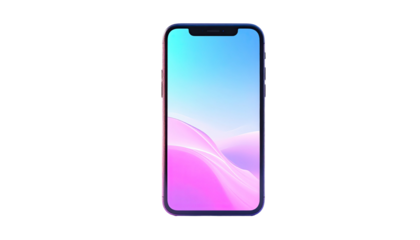 Glowing phone with blue and pink gradient screen