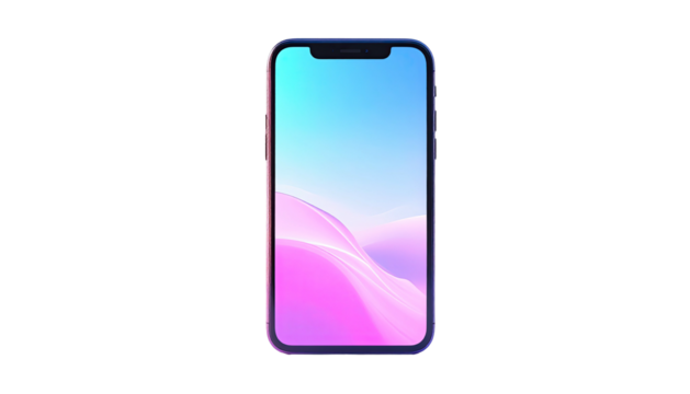 Glowing phone with blue and pink gradient screen
