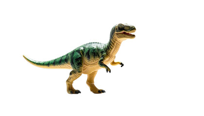 Toy dinosaur; green, beige, and black coloring
