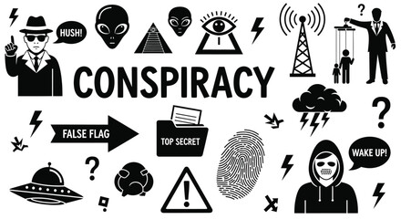 Conspiracy theories and secret society vector graphic illustration vector