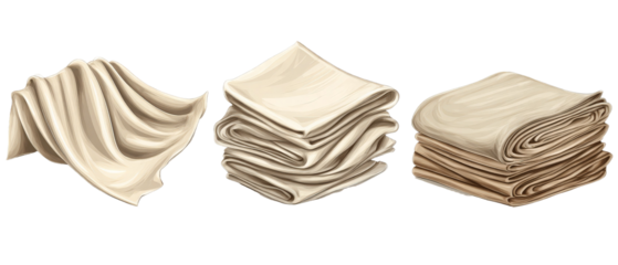 A collection of various folded and draped fabric pieces showcasing different textures and shades, ideal for design inspiration or textile industry use