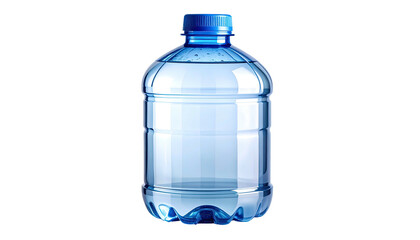Plastic bottle, filled halfway, blue cap, on a black background