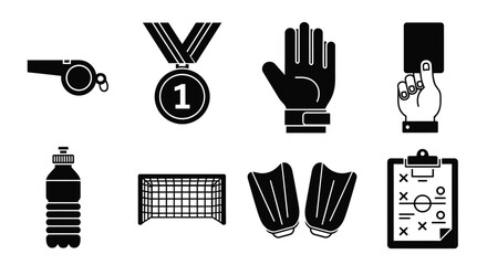 Soccer equipment and accessories vector illustration design set vector
