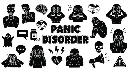 Panic disorder mental health anxiety stress depression illustration vector