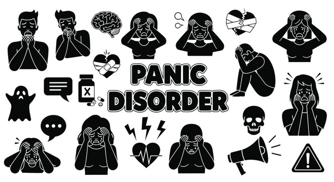 Panic disorder mental health anxiety stress depression illustration vector