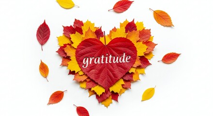ThanksGiving Day Express your heartfelt gratitude with a stunning heart arrangement of vibrant autumn leaves perfect for Thanksgiving greetings and expressing thankfulness this season