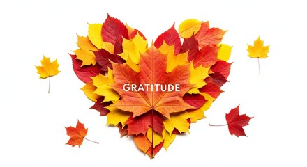 ThanksGiving Day Express Your Gratitude This Autumn Season with a Beautiful Heart Made of Colorful Fall Leaves Perfect for Thanksgiving Greetings or Seasonal Decor, Inspiring Warmth and Thankfulness