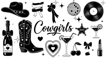 Cowgirl party elements set