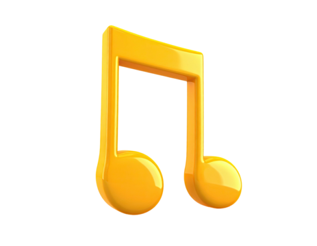 Glossy golden eighth note floats against a stark black backdrop