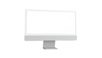 Sleek white desktop computer with blank screen, isolated