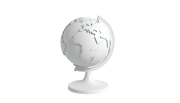 Matte, white globe on stand against black backdrop - Powered by Adobe
