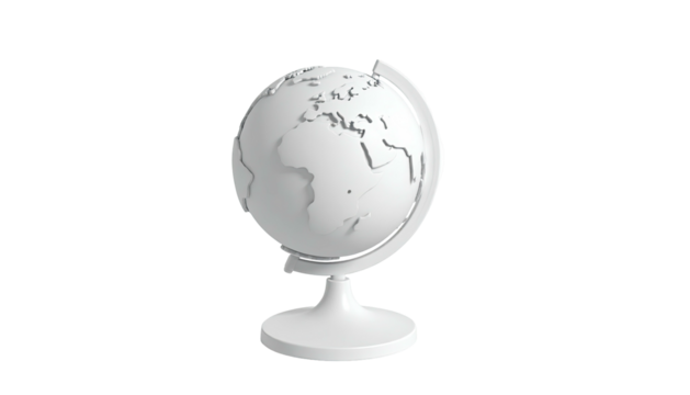 Matte, white globe on stand against black backdrop