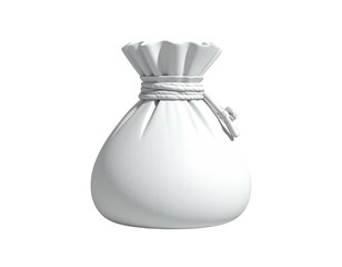 White fabric pouch with drawstring, isolated on black