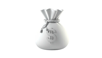Sizable white money bag with dollar sign on dark background