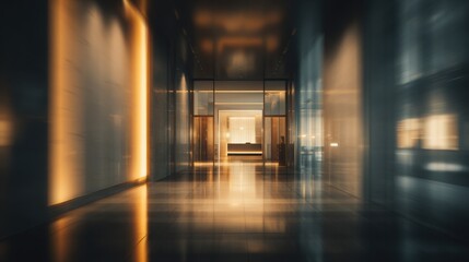 Modern luxury corporate corridor abstract light reception area