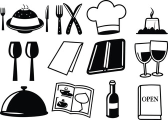 Vector restaurant dining icons bundle 30 scalable eps illustrations for food and beverage graphics
