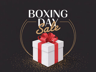 Exciting boxing day sale poster featuring festive wrapped gift box design