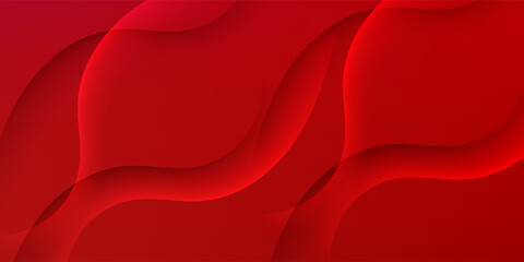 Abstract Dynamic Red Wave Background with Layers. Futuristic Technology Concept