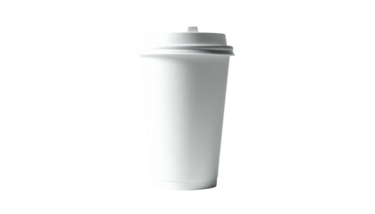 White paper cup with lid isolated against a black background
