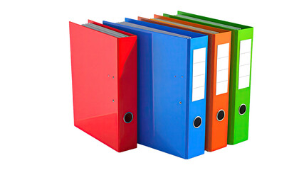 Stacked files, colorful office binders