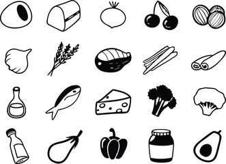 Vector food ingredient icons bundle scalable eps illustration for diverse culinary designs