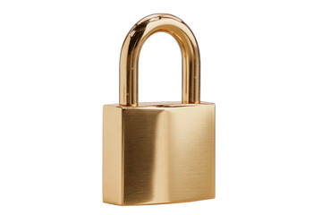 Fototapeta premium Polished Brass Padlock with Arched Shackle Isolated on Black security metal