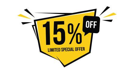Fifteen percent off limited special offer promotional sale vector vector