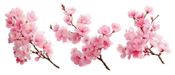 A vibrant display of cherry blossom branches featuring delicate pink flowers, set against a clean background, symbolizing the beauty of spring and renewal