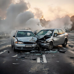 car on road a traffic accident