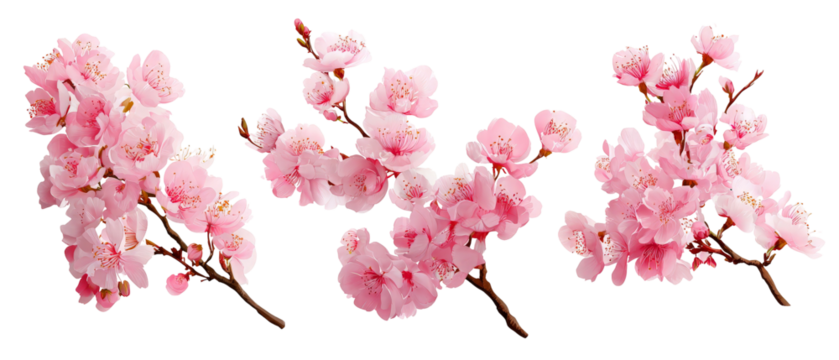 A vibrant display of cherry blossom branches featuring delicate pink flowers, set against a clean background, symbolizing the beauty of spring and renewal