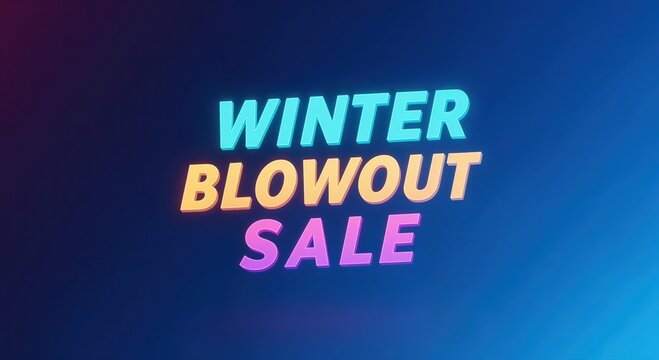 Winter Blowout Sale Announcement: A vibrant, dynamic announcement for a winter blowout sale, with bold typography against a cool, gradient background.