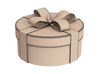 Elegant Round Gift Box with Classic Beige Ribbon and Bow Design