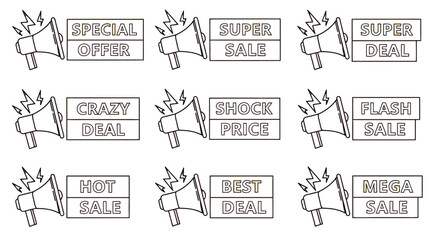 Sale offer deal discount mega flash hot crazy shock best super vector