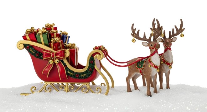 christmas sleigh with reindeer
