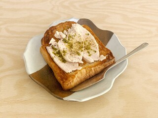 Toast with chicken ham slices
