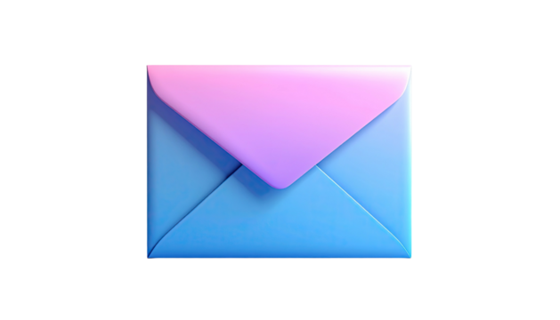 Blue envelope with pink flap isolated on black background