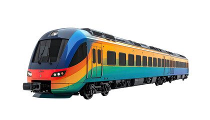 Fototapeta premium Colorful passenger train against a dark background